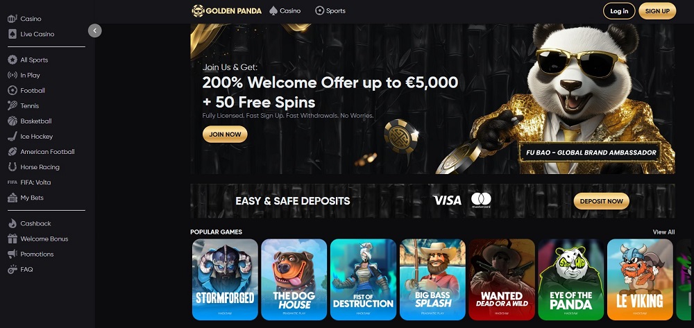 Golden Panda top online casino for table games and slots
